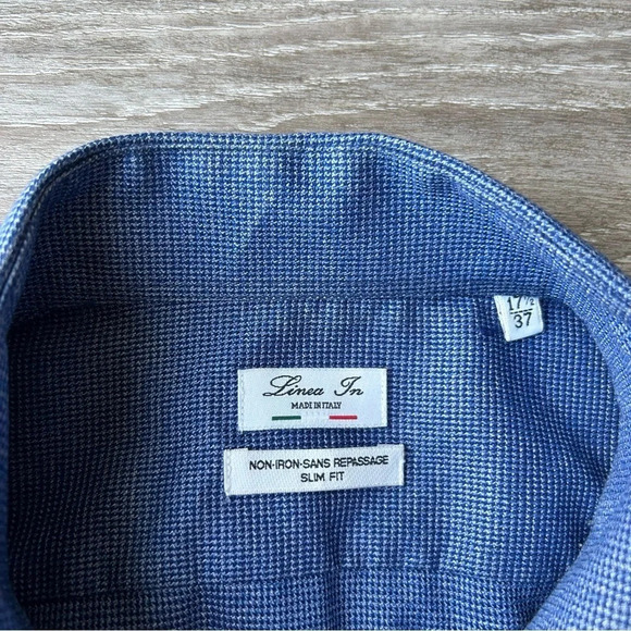 Linea In Blue Non Iron Slim Fit  Button Down Shirt Made in Italy - Picture 5 of 13